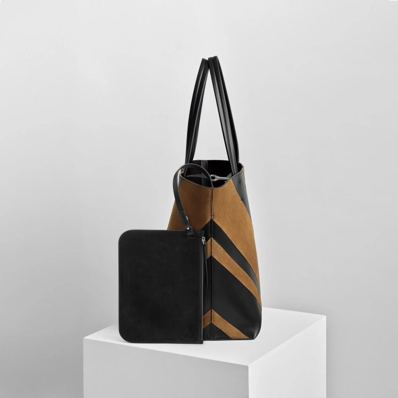 POT CABAS | black toffee leather and suede - 图片 5