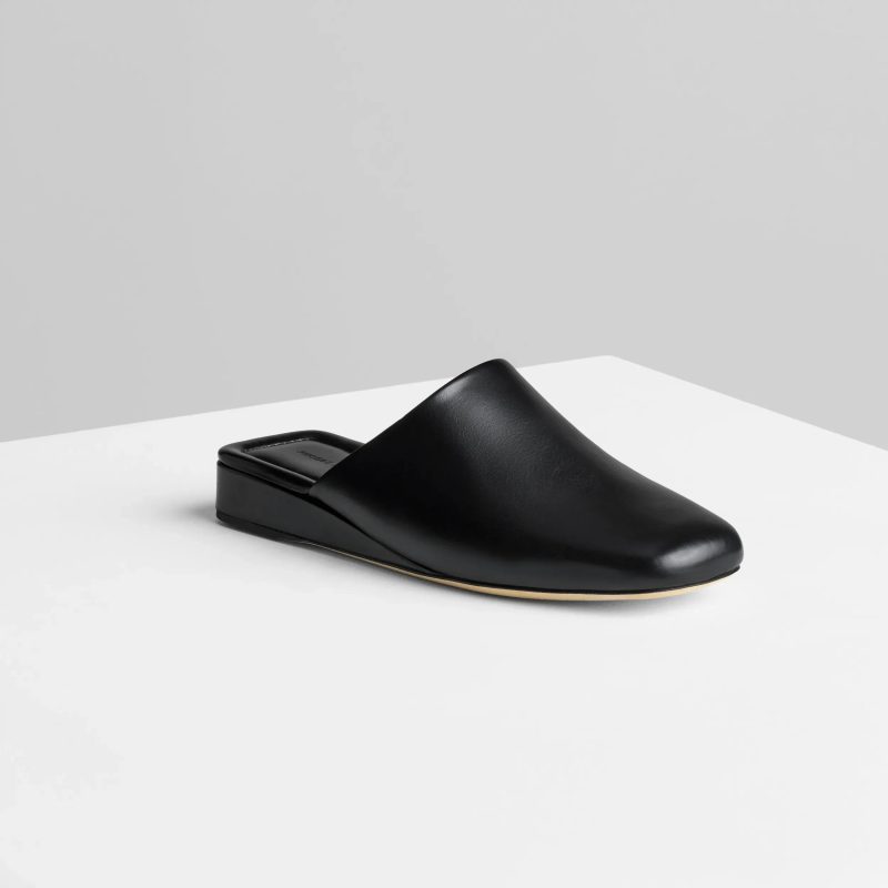 ROBE SLIDE | black leather
