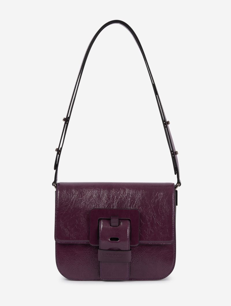 Sac "Touch Me" en cuir verni prune