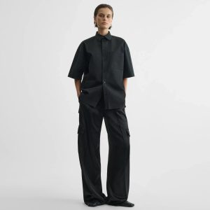 SHORT SLEEVE SHIRT | black cotton