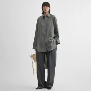 ELONGATED SHIRT | black-blue wool