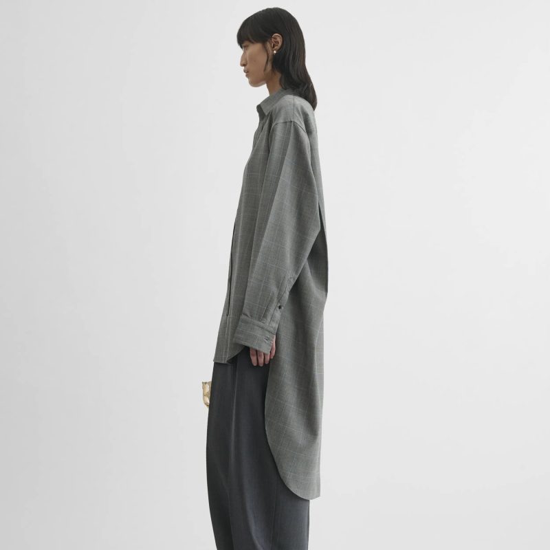 ELONGATED SHIRT | black-blue wool - 图片 2