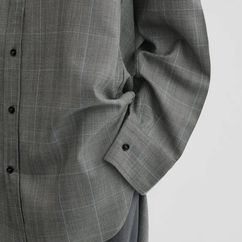 ELONGATED SHIRT | black-blue wool - 图片 4