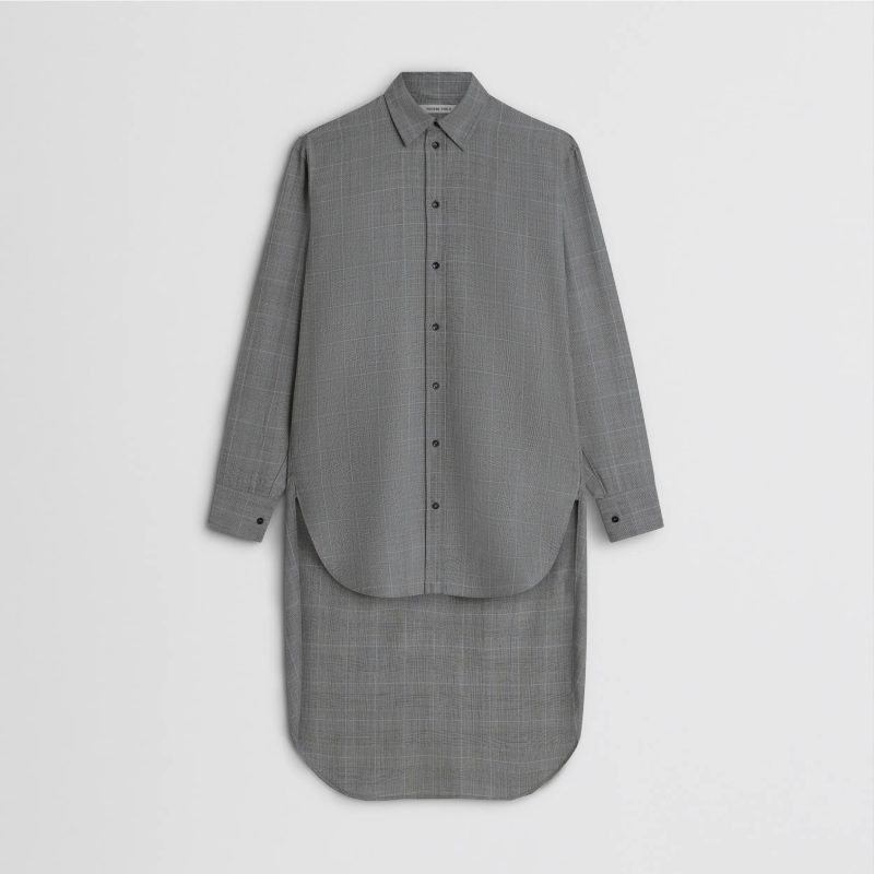 ELONGATED SHIRT | black-blue wool - 图片 5