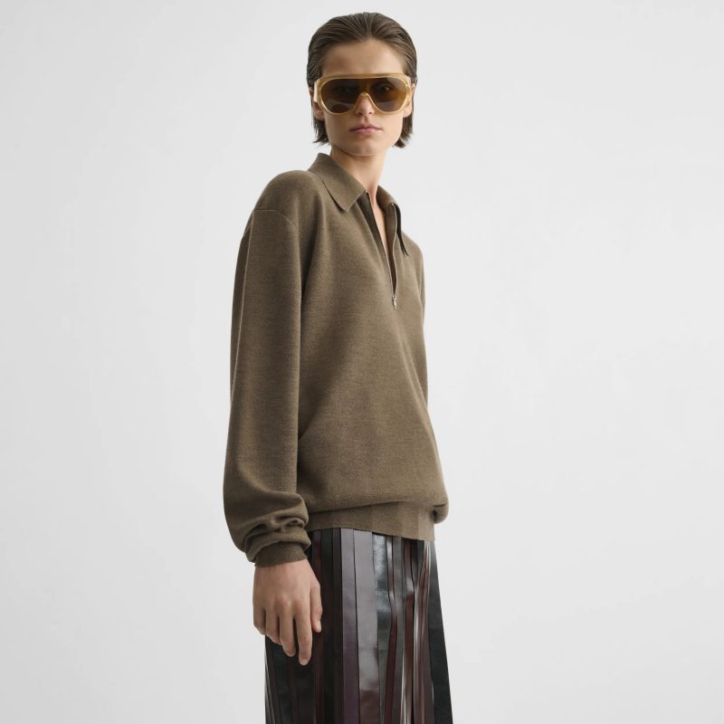 ZIP POLO | taupe-melange wool - 图片 2