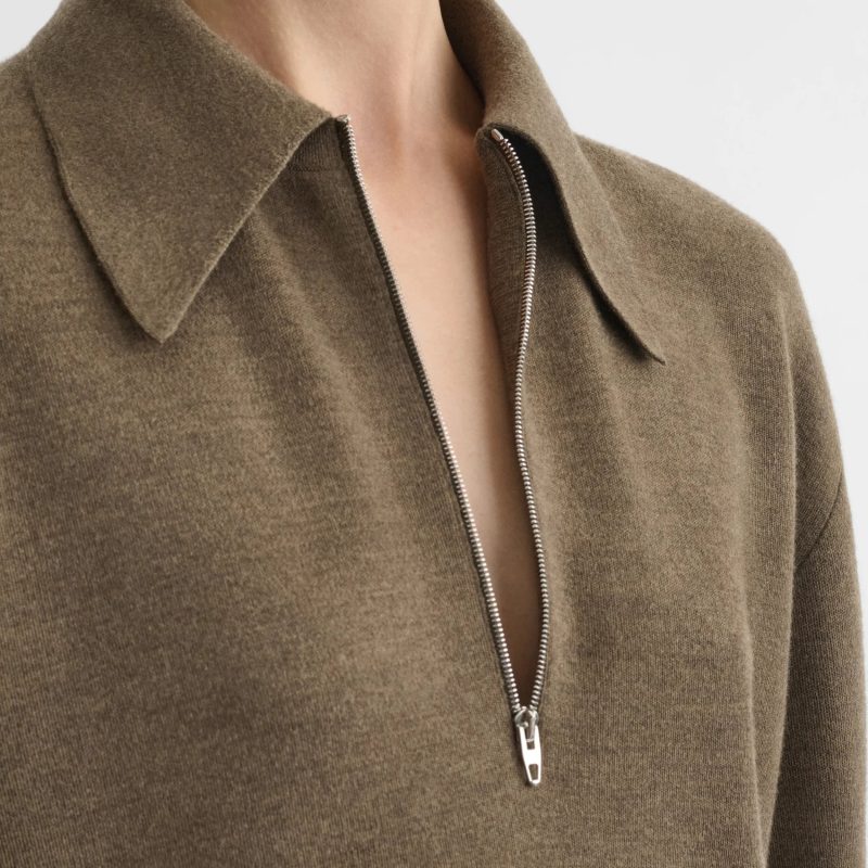 ZIP POLO | taupe-melange wool - 图片 3