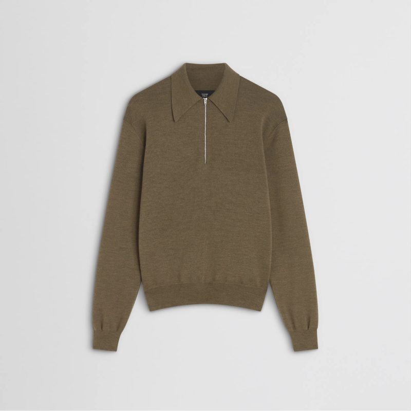 ZIP POLO | taupe-melange wool - 图片 5