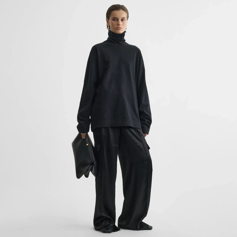 LIQUID CARGO TROUSERS | black silk