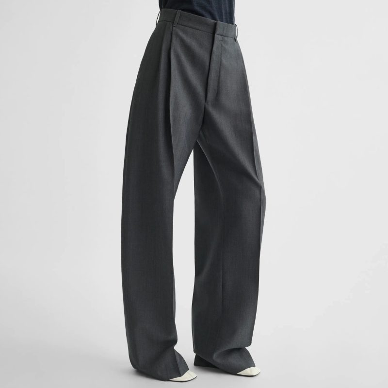 DOUBLE PLEAT TROUSERS | grey-melange wool - 图片 2