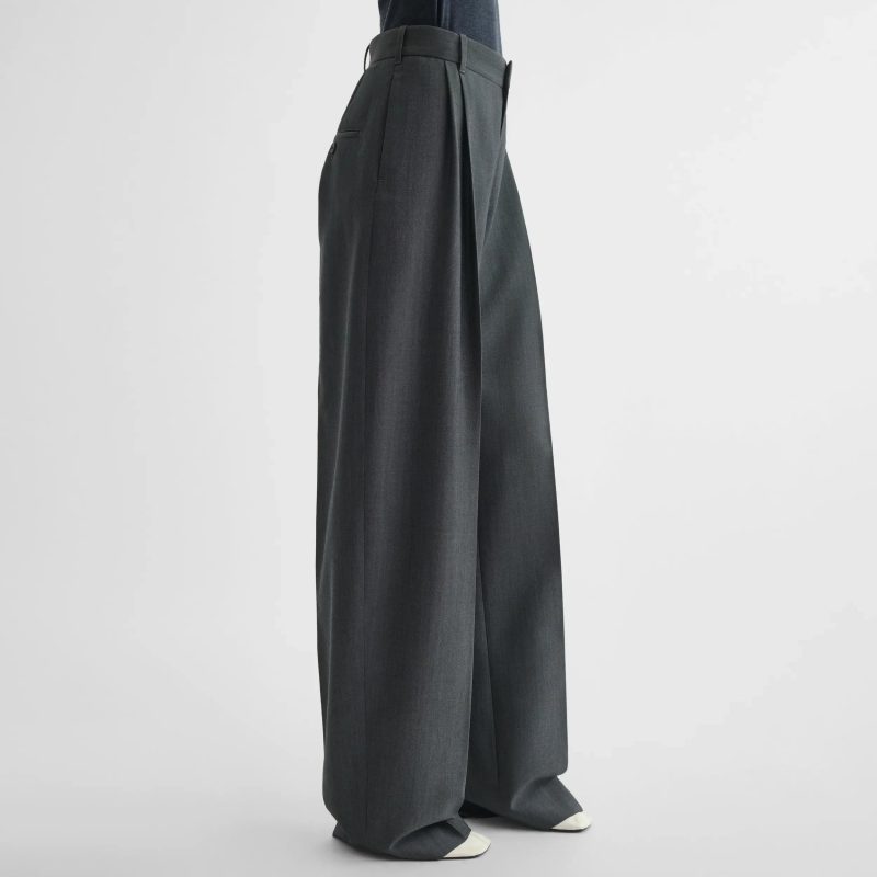 DOUBLE PLEAT TROUSERS | grey-melange wool - 图片 3
