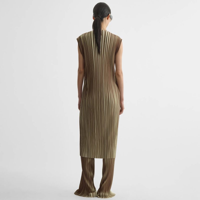RAZOR PLEAT DRESS | khaki poly jersey - 图片 3