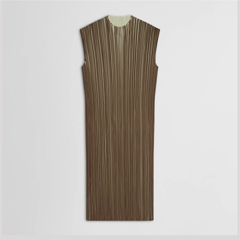 RAZOR PLEAT DRESS | khaki poly jersey - 图片 5