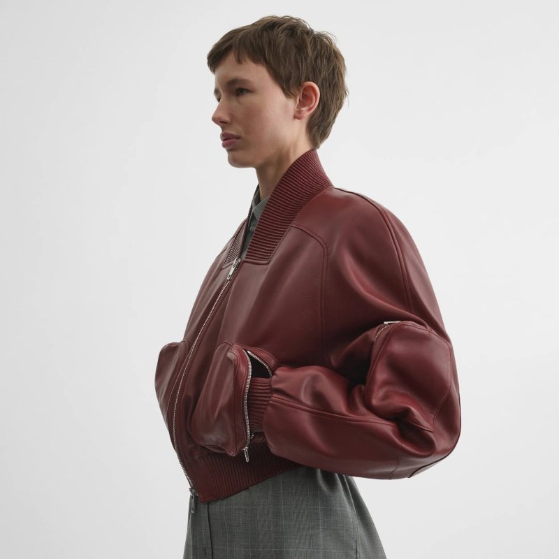 POCKET BOMBER JACKET | brick leather - 图片 2