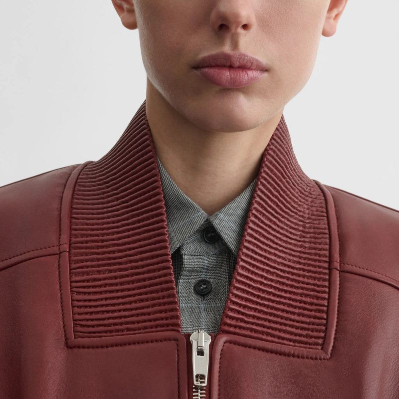 POCKET BOMBER JACKET | brick leather - 图片 4