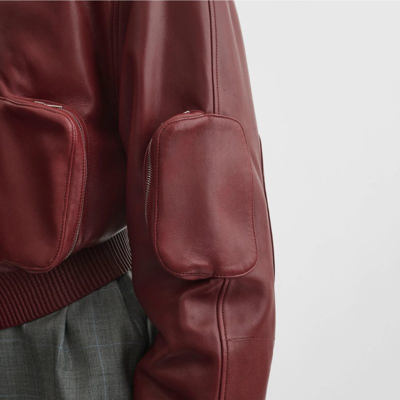 POCKET BOMBER JACKET | brick leather - 图片 5