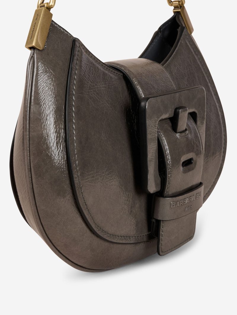 Sac "Kiss Me" en cuir verni gris - 图片 6