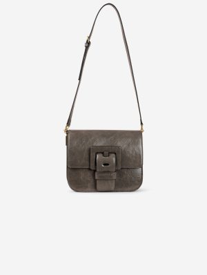 Sac "Touch Me" en cuir verni gris